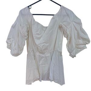 Quum 2XL white blouse puffy sleeve